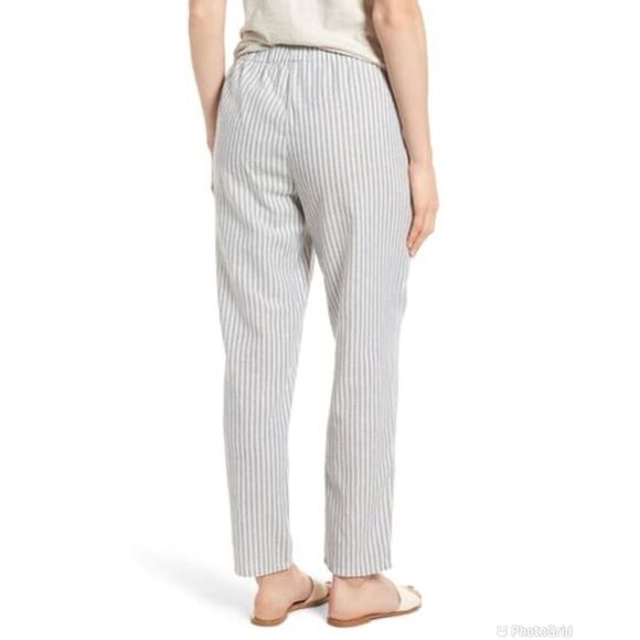 Eileen Fisher Stripe Hemp Blend Ankle Pants - Picture 2 of 10